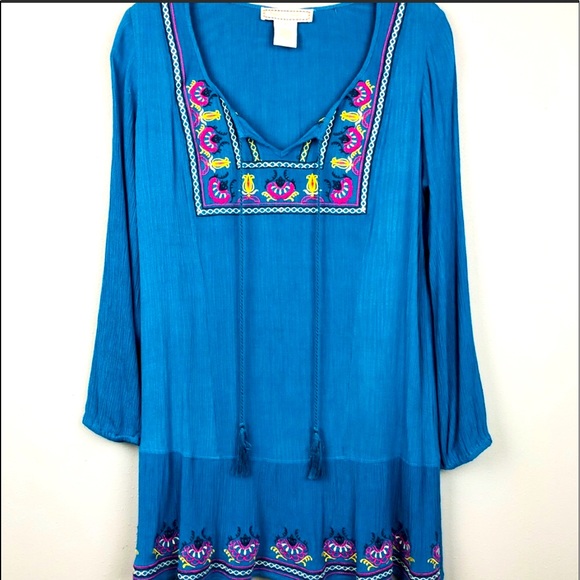 Flying Tomato Dresses & Skirts - FLYING TOMATO Boho Blue Tunic Top Mini Dress